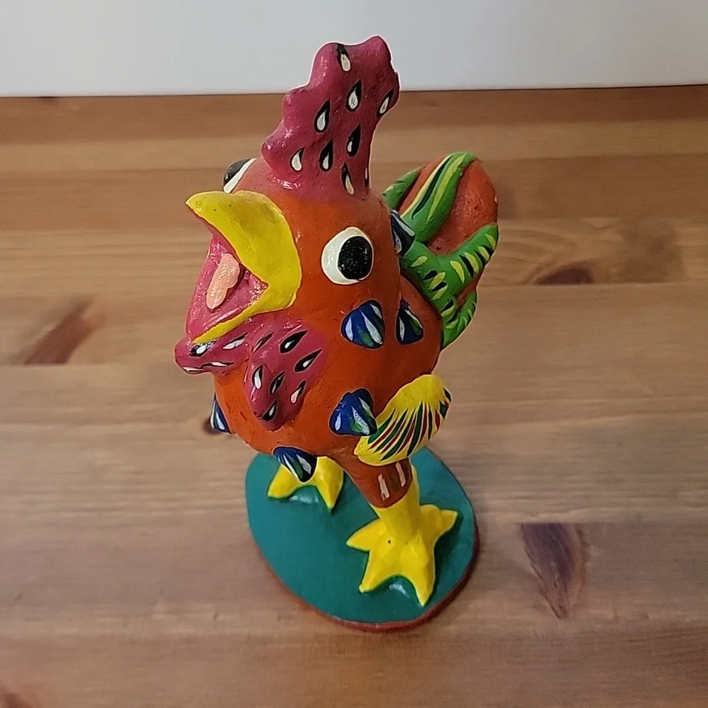 Mexican Folk Art Rooster Signed Ortega - Picture 6 of 10